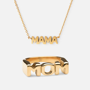 Mama Halsband + MOM Ring 18k Guldplätering