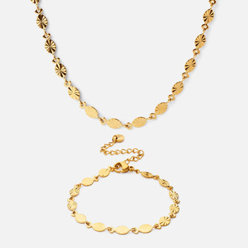 Sunset Halsband + armband 18K Guldplätering