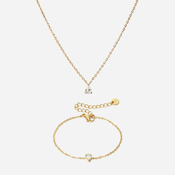 Ice Drop Zirkon Armband + Ice Drop Zirkon Halsband 18k Guldplätering