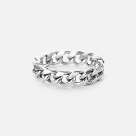 Chunky Panser Facet Ringa Silverfärgad