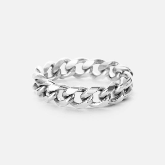 Chunky Panser Facet Ringa Silverfärgad