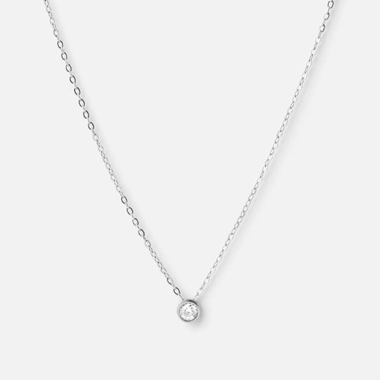 Single Halsband med zirkoner Silverfärgad