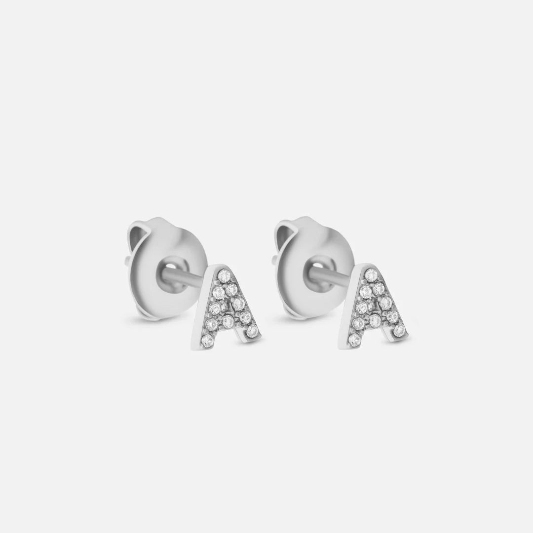 Letter Zirkon Örhängen Silverfärgad