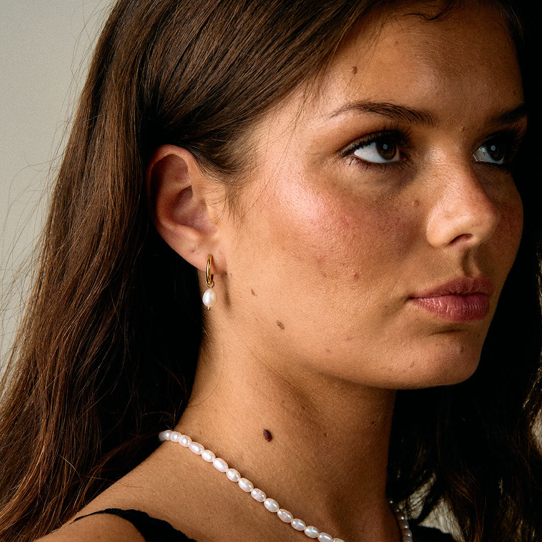 Pearl Hoops sötvatten pärlor 18k Guldplätering 14mm
