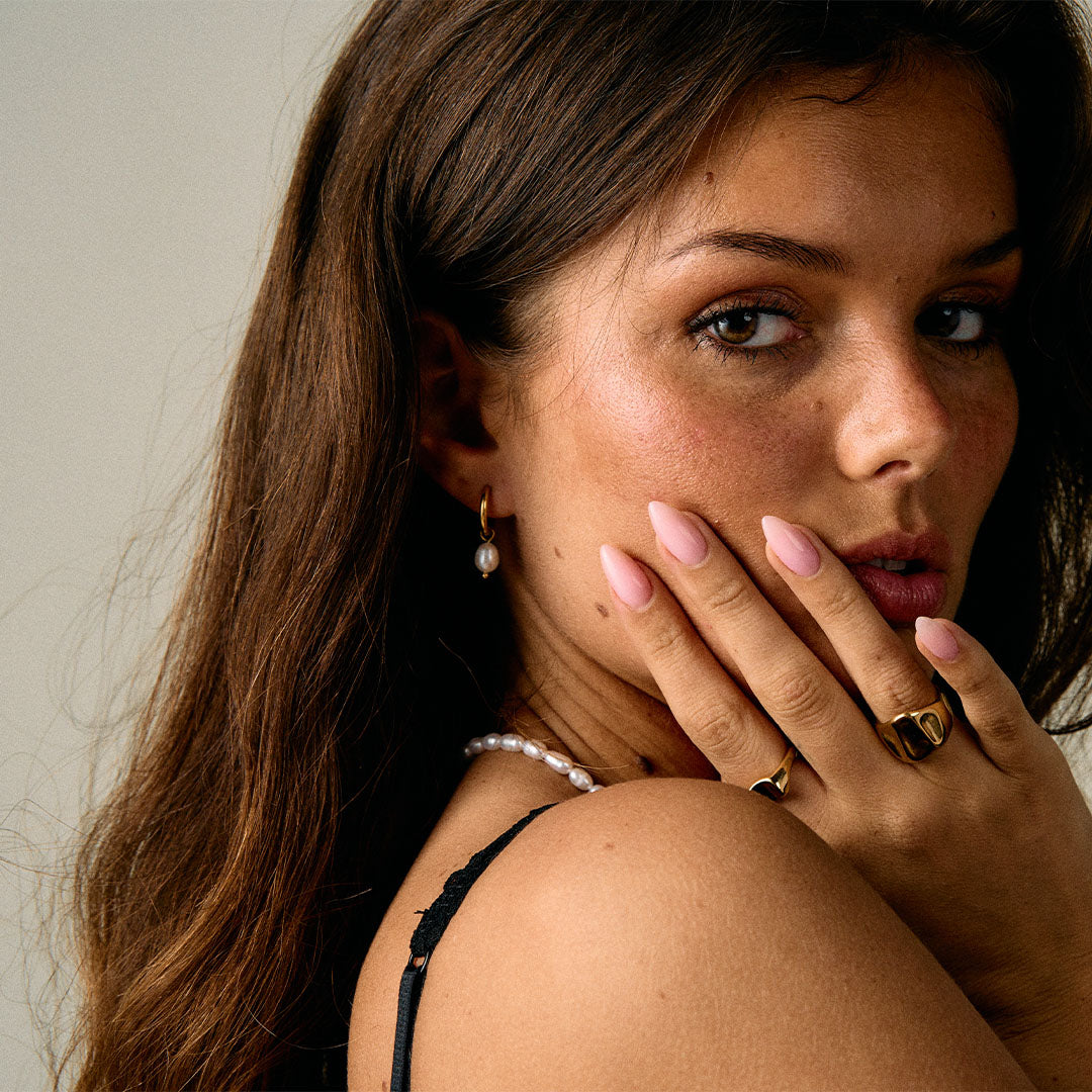 Pearl Hoops sötvatten pärlor 18k Guldplätering 14mm