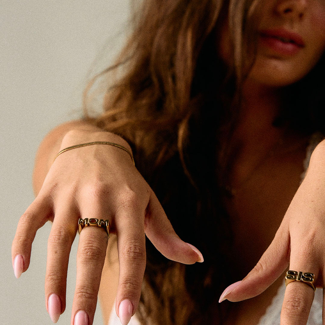 Mama Halsband + MOM Ring 18k Guldplätering