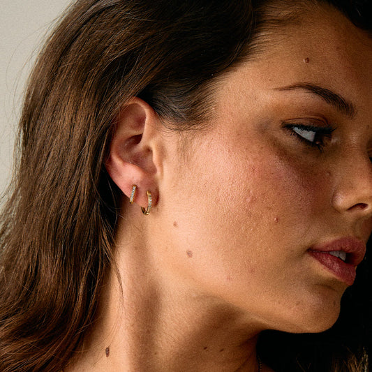 Zircon Örhängen 18k Guldplätering 14mm