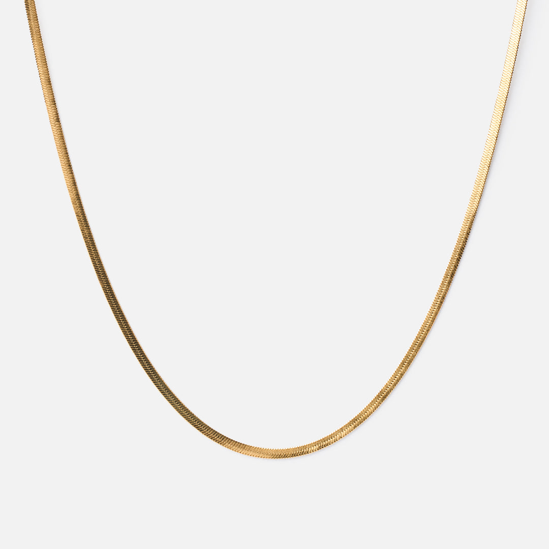 Halsband med platt orm 18K Guldplätering 2 mm