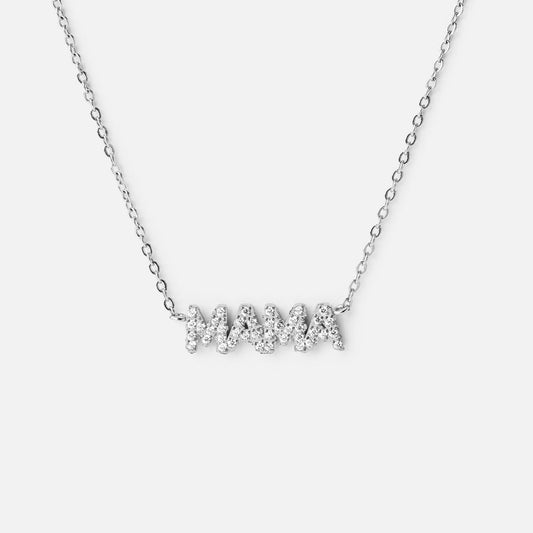 Mama Zirkonhalsband silverfärgat