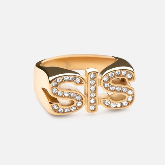 SIS Ring med zirkoner 18K Guldplätering