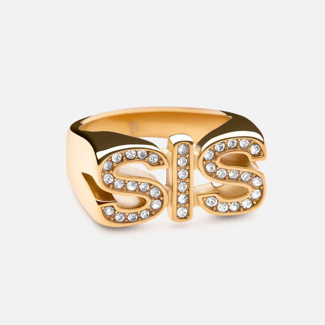 SIS Ring med zirkoner 18K Guldplätering