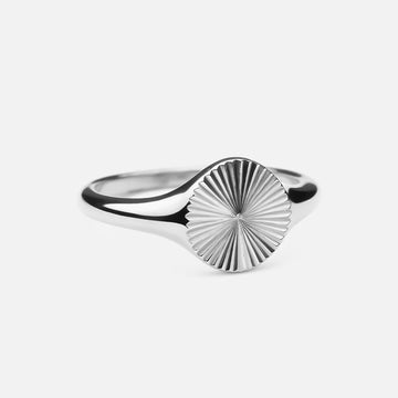 Sun Signet Rund ring Silverfärgad