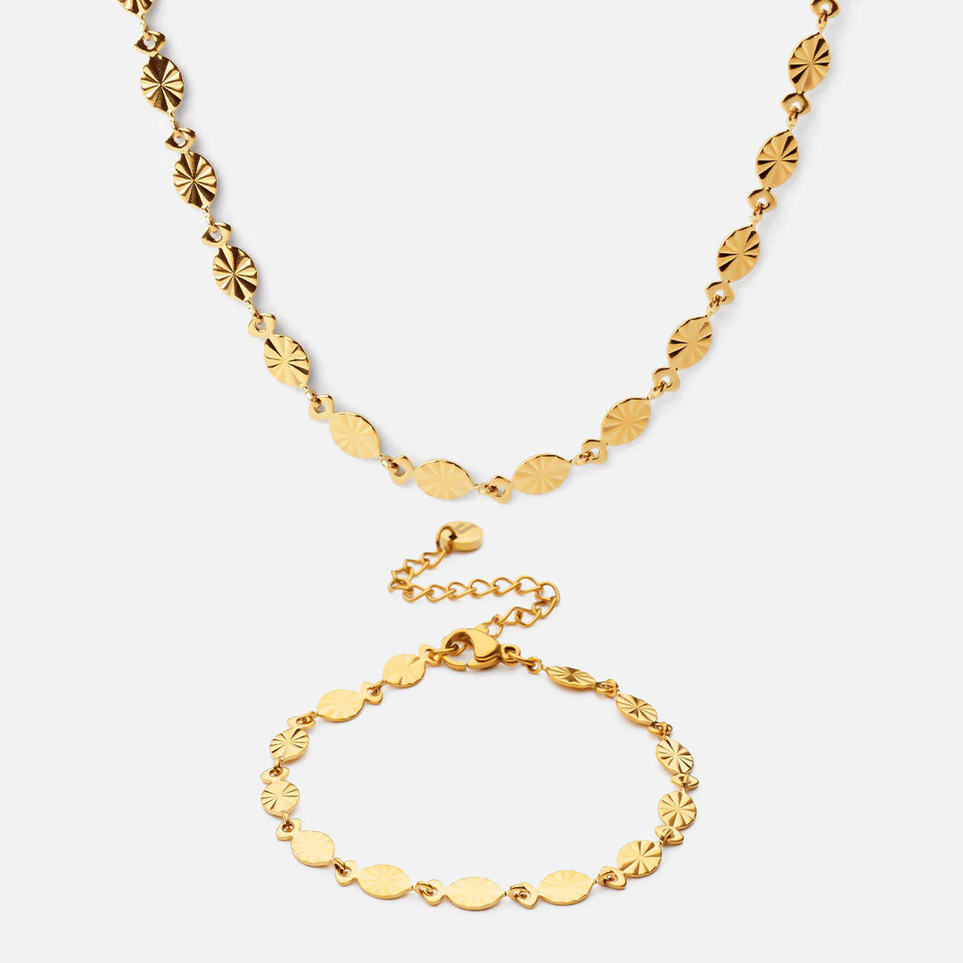 Sunset Halsband + armband 18K Guldplätering